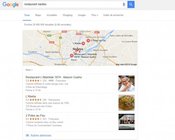 Recherche Google locale