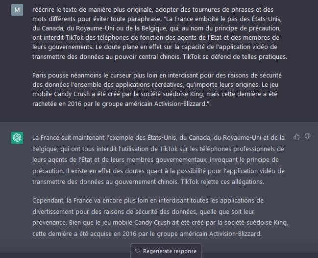 chatGPT exemple